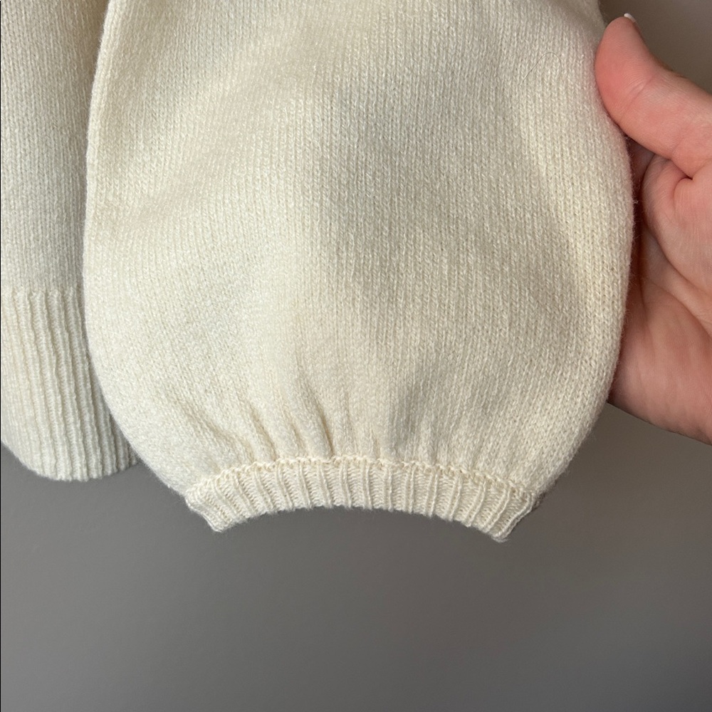 Madewell Wiltshire V Neck Pullover Balloon Sleeve Sweater Cream‎ Green Size S - Picture 7 of 8